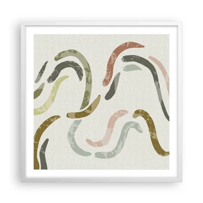 Poster in een witte lijst - Een vrolijke dans van abstractie - 60x60 cm