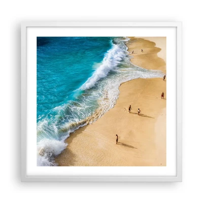 Poster in een witte lijst - En dan de zon, het strand… - 50x50 cm