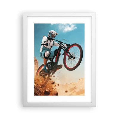 Poster in een witte lijst - Fiets waanzin demon - 30x40 cm