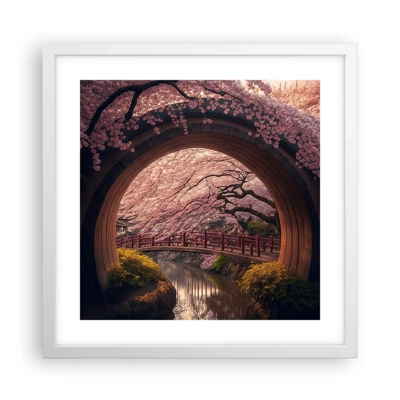 Poster in een witte lijst - Japanse lente - 40x40 cm