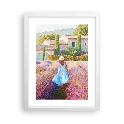 Poster in een witte lijst - Lavendel meisje - 30x40 cm