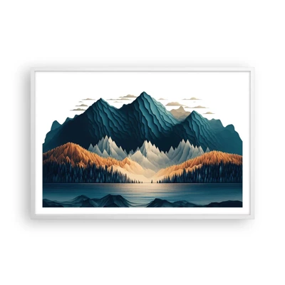 Poster in een witte lijst - Perfect berglandschap - 91x61 cm