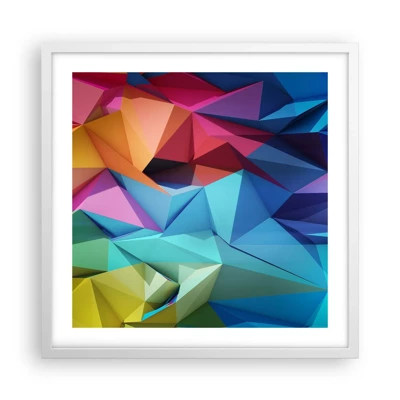 Poster in een witte lijst - Regenboog origami - 50x50 cm