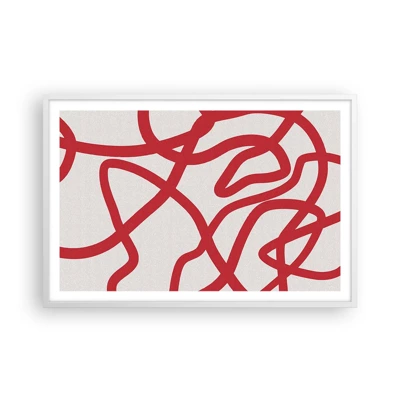 Poster in een witte lijst - Rood op wit - 91x61 cm