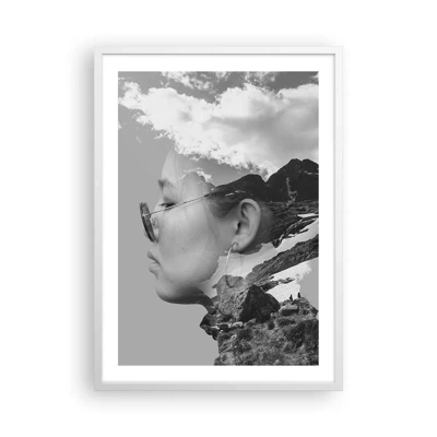 Poster in een witte lijst - Top en bewolkt portret - 50x70 cm