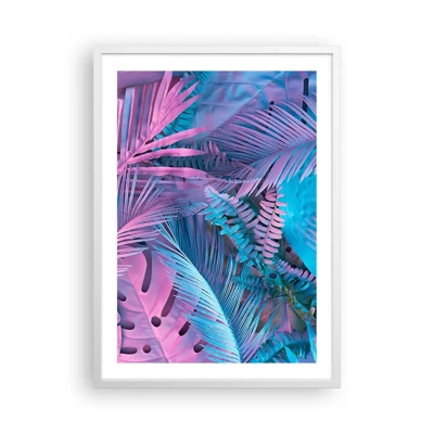 Poster in een witte lijst - Tropen in roze en blauw - 50x70 cm