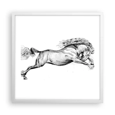 Poster in een witte lijst - Vastgehouden in galop - 50x50 cm