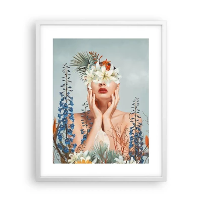 Poster in een witte lijst - Vrouw - bloem - 40x50 cm