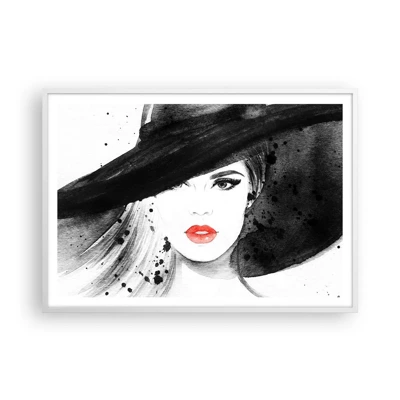 Poster in een witte lijst - Vrouw in het zwart - 100x70 cm