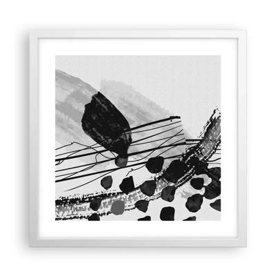 Poster in een witte lijst - Zwart-wit organische abstractie - 40x40 cm