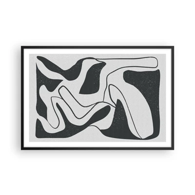 Poster in een zwarte lijst - Abstract doolhofplezier - 91x61 cm