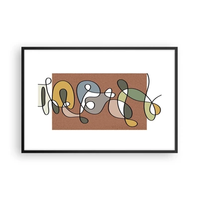 Poster in een zwarte lijst - Abstractie die het glimlachen waard is - 91x61 cm