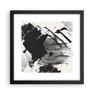 Poster in een zwarte lijst - Abstractie – expressie van zwart - 30x30 cm