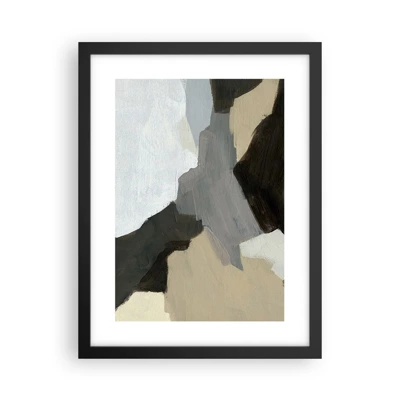 Poster in een zwarte lijst - Abstractie: het kruispunt van grijs - 30x40 cm