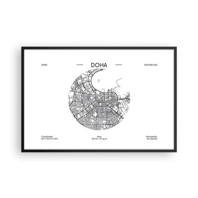 Poster in een zwarte lijst - Anatomie van Doha - 91x61 cm