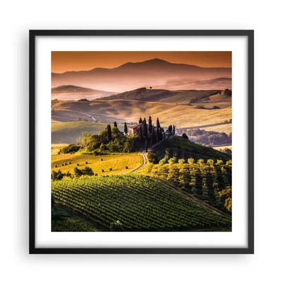 Poster in een zwarte lijst - Arcadia - het Toscaanse landschap - 50x50 cm