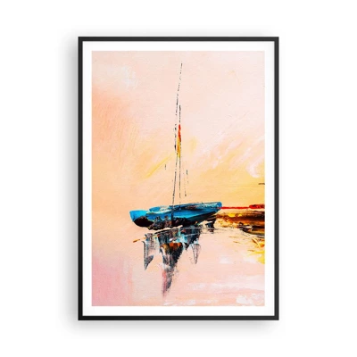 Poster in een zwarte lijst - Avond in de jachthaven - 70x100 cm