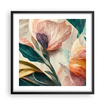 Poster in een zwarte lijst - Bloemen van de zuidelijke eilanden - 50x50 cm