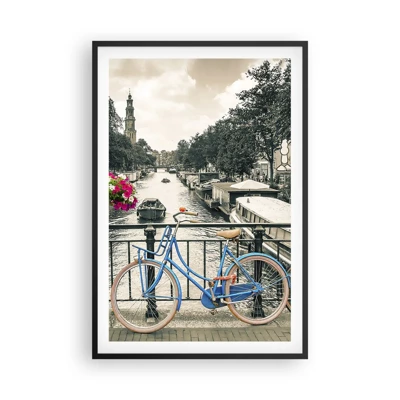 Poster in een zwarte lijst - De kleuren van de Amsterdamse straat - 61x91 cm