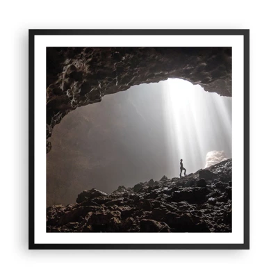 Poster in een zwarte lijst - De lichtgevende grot - 60x60 cm