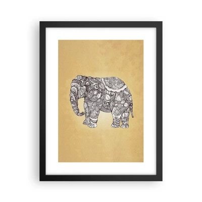 Poster in een zwarte lijst - De olifant heeft zichzelf bedekt - 30x40 cm