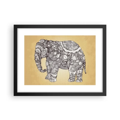 Poster in een zwarte lijst - De olifant heeft zichzelf bedekt - 40x30 cm