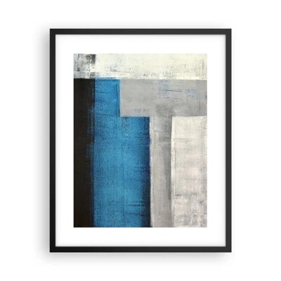 Poster in een zwarte lijst - Een poëtische compositie van grijs en blauw - 40x50 cm