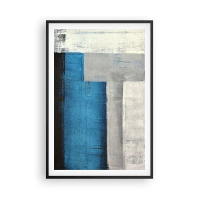 Poster in een zwarte lijst - Een poëtische compositie van grijs en blauw - 61x91 cm