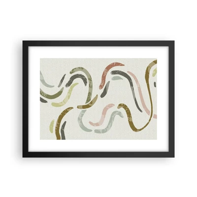 Poster in een zwarte lijst - Een vrolijke dans van abstractie - 40x30 cm