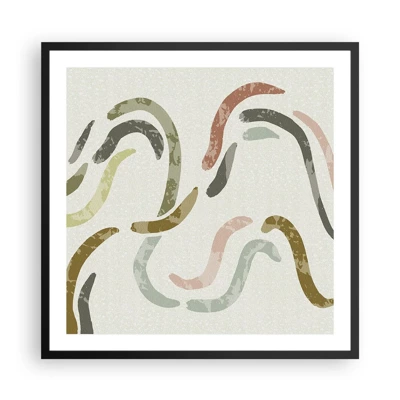 Poster in een zwarte lijst - Een vrolijke dans van abstractie - 60x60 cm