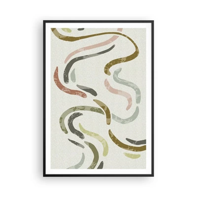 Poster in een zwarte lijst - Een vrolijke dans van abstractie - 70x100 cm