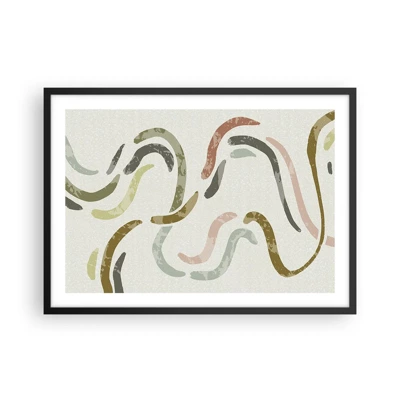 Poster in een zwarte lijst - Een vrolijke dans van abstractie - 70x50 cm