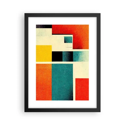 Poster in een zwarte lijst - Geometrische abstractie – goede energie - 30x40 cm