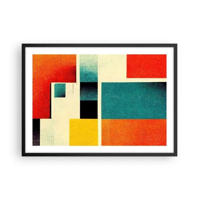 Poster in een zwarte lijst - Geometrische abstractie – goede energie - 70x50 cm