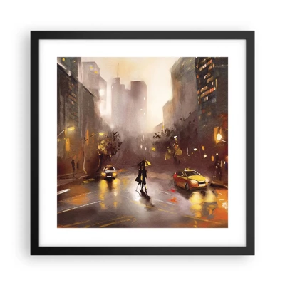 Poster in een zwarte lijst - In de lichten van New York - 40x40 cm