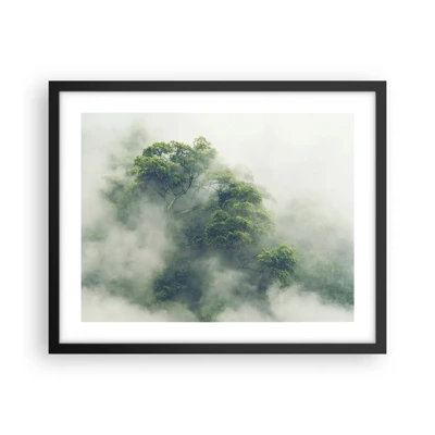 Poster in een zwarte lijst - In mist gehuld - 50x40 cm