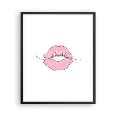 Poster in een zwarte lijst - Klaar om te kussen? - 40x50 cm