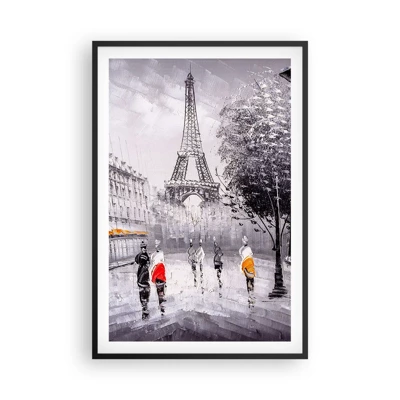 Poster in een zwarte lijst - Parijs wandeling - 61x91 cm