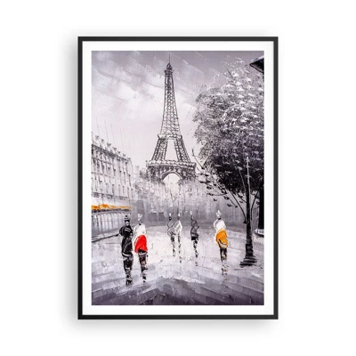 Poster in een zwarte lijst - Parijs wandeling - 70x100 cm
