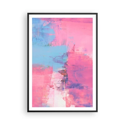 Poster in een zwarte lijst - Roze, blauw en een vleugje licht - 70x100 cm