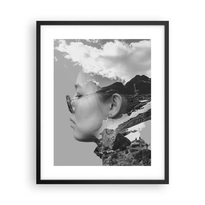 Poster in een zwarte lijst - Top en bewolkt portret - 40x50 cm