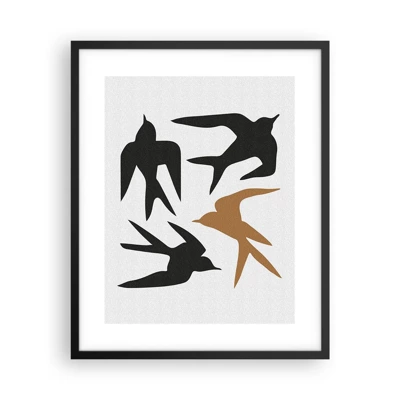 Poster in een zwarte lijst - Zwaluwen spel - 40x50 cm