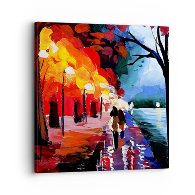 Schilderen op canvas - Brandende herfst in het park - 30x30 cm