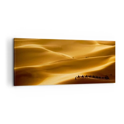 Schilderen op canvas - Caravan in de woestijngolven - 100x40 cm