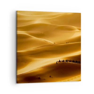Schilderen op canvas - Caravan in de woestijngolven - 50x50 cm