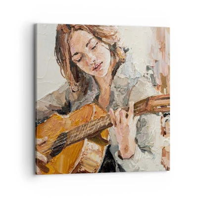 Schilderen op canvas - Concerto voor gitaar en een meisjeshart - 70x70 cm