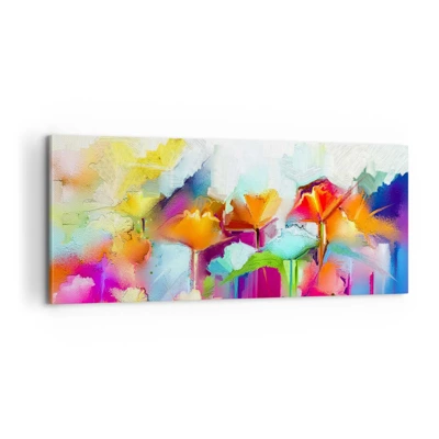 Schilderen op canvas - De regenboog is tot bloei gekomen - 100x40 cm