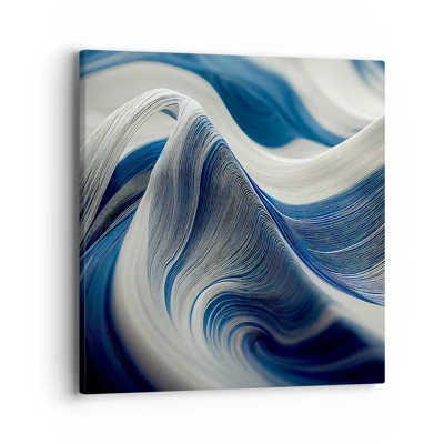 Schilderen op canvas - De vloeibaarheid van blauw en wit - 40x40 cm