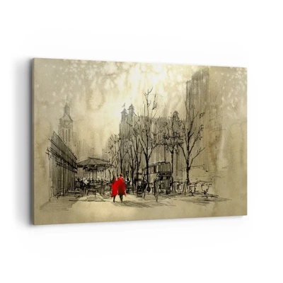 Schilderen op canvas - Een date in de Londense mist - 120x80 cm