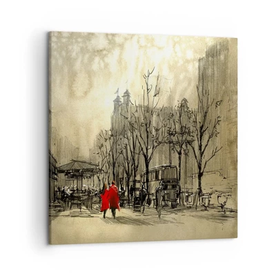 Schilderen op canvas - Een date in de Londense mist - 50x50 cm
